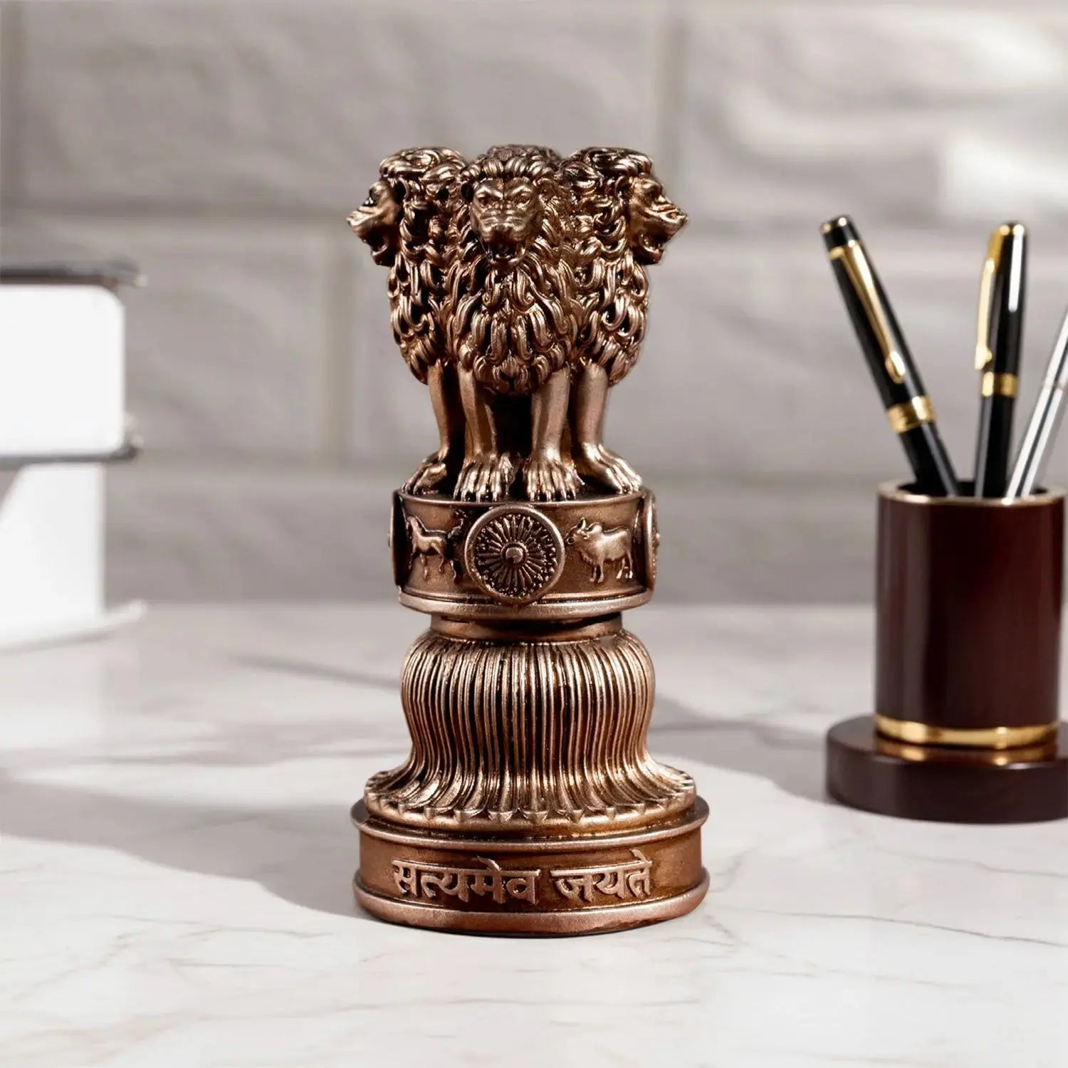 Ashok Stambh Statue Car Dashboard